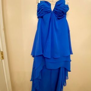 Royal Blue strapless, high/low formal dress